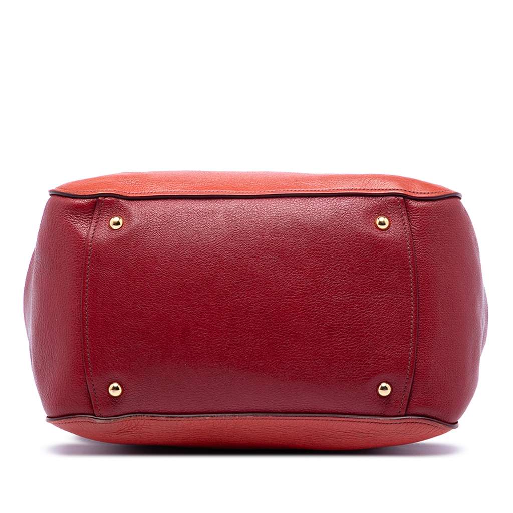 Miu Miu Goatskin Madras Satchel Red Leather Good condition - Inside View
