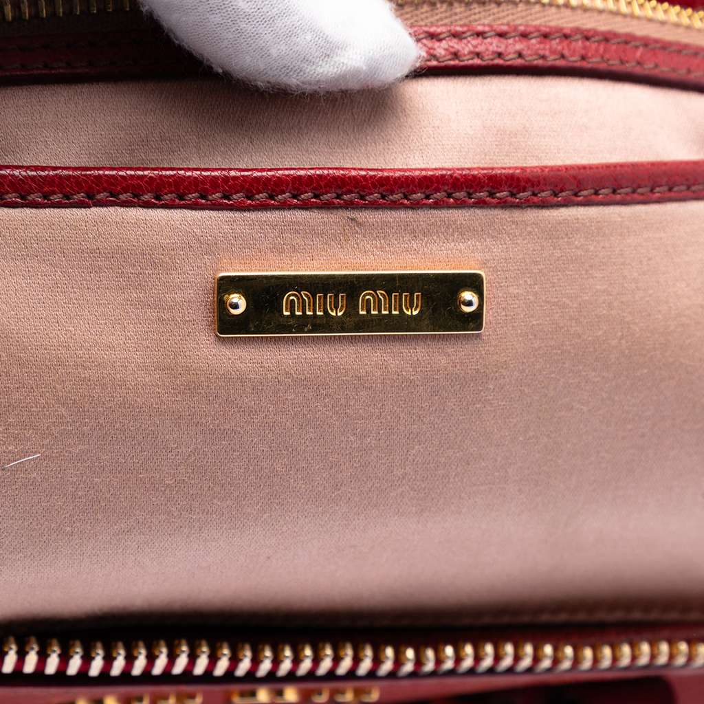 Miu Miu Goatskin Madras Satchel Red Leather Good condition - Box View