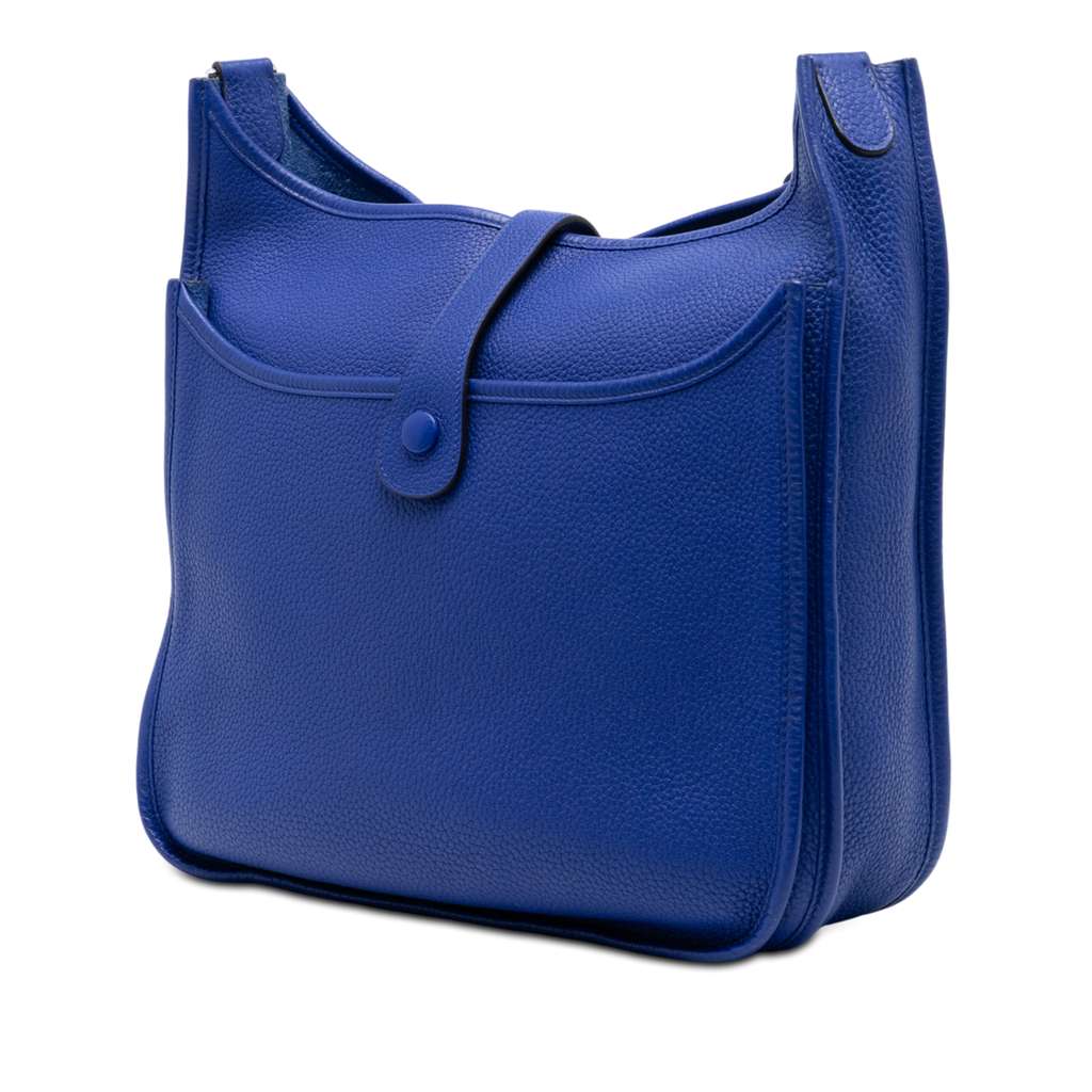 Hermès Clemence Evelyne III GM Blue Leather Good condition - Back View