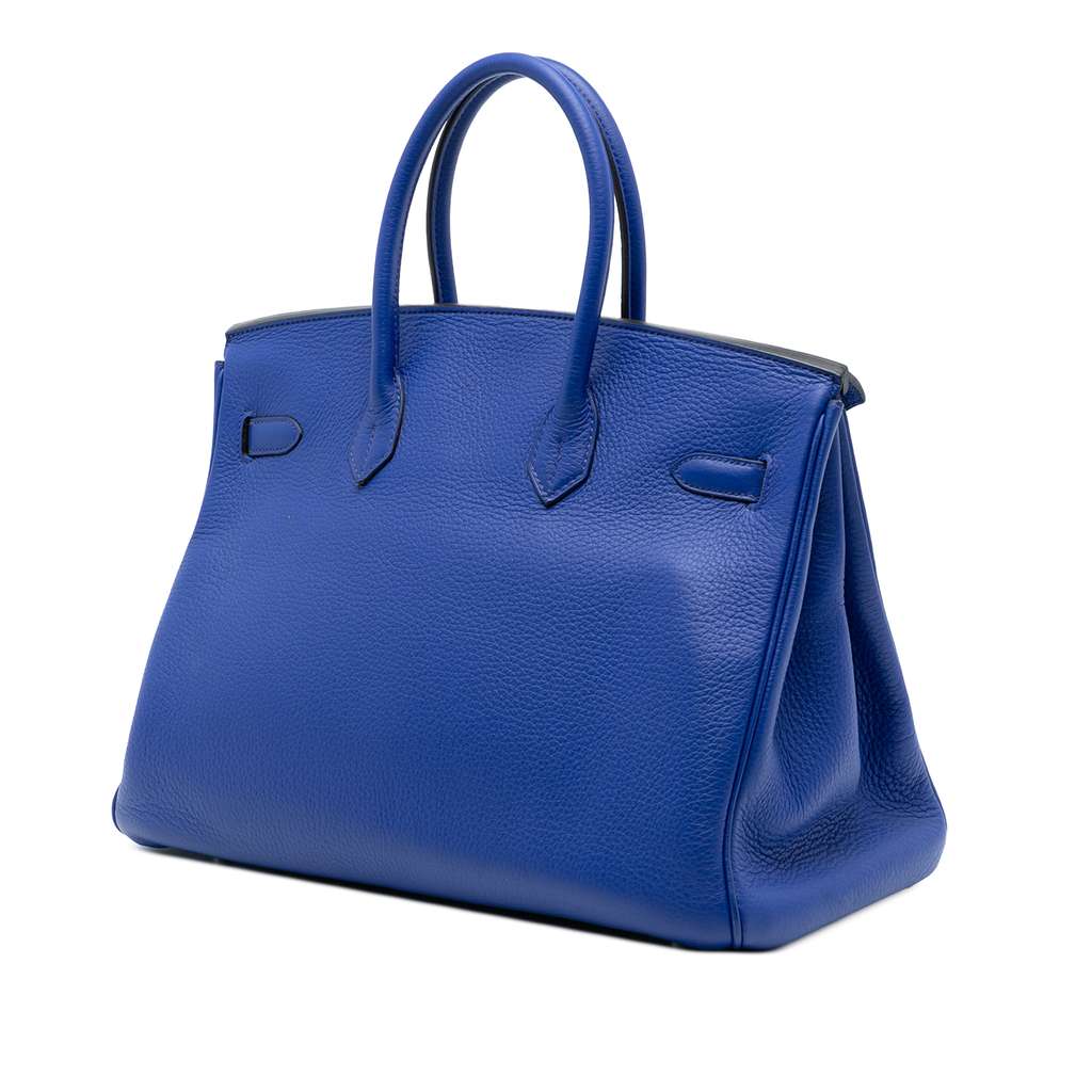Hermès Togo Birkin Retourne 35 Blue Leather Good condition - Back View