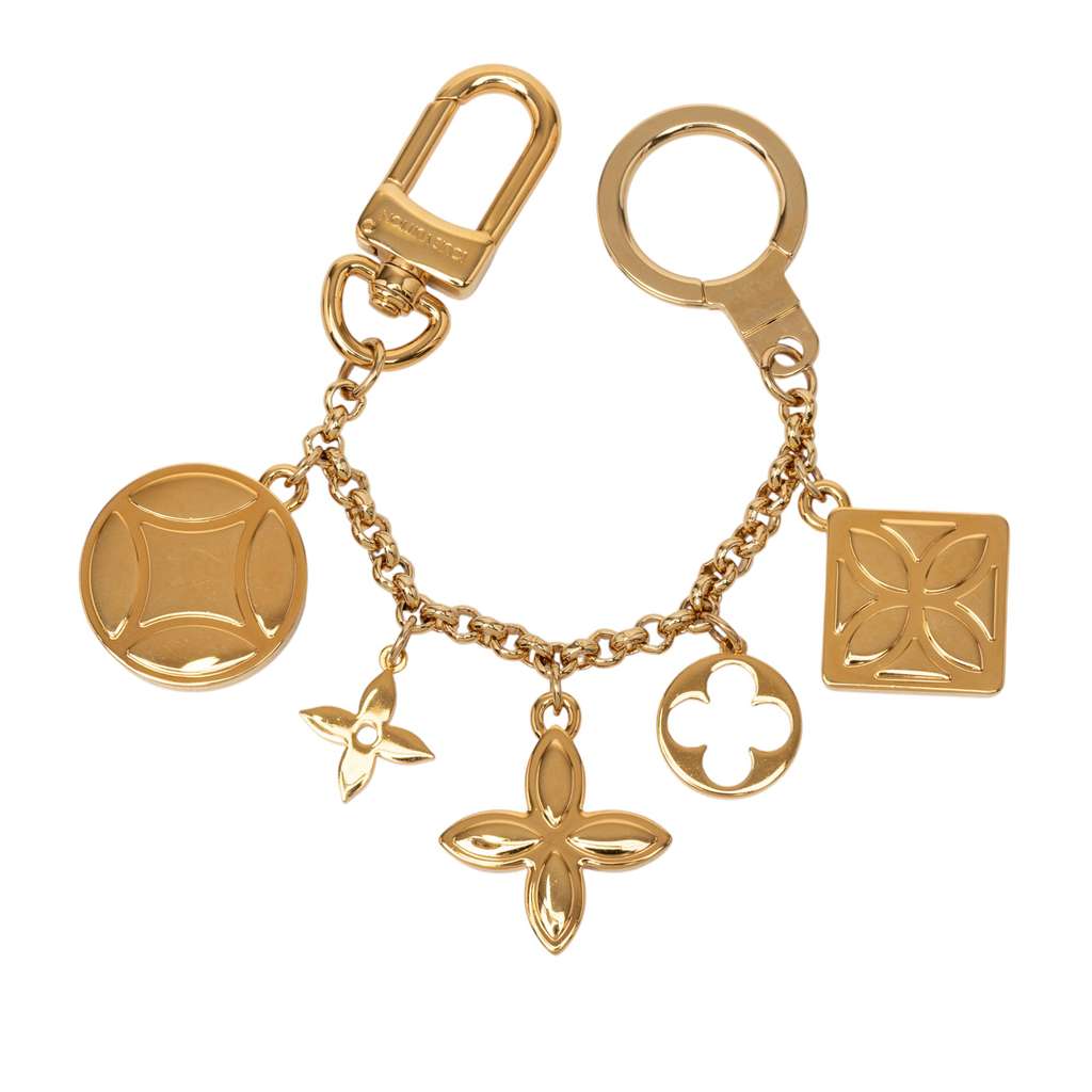 Louis Vuitton Gold Plated Monogram Ice Flower Bag Charm Gold Metal Good condition - Back View