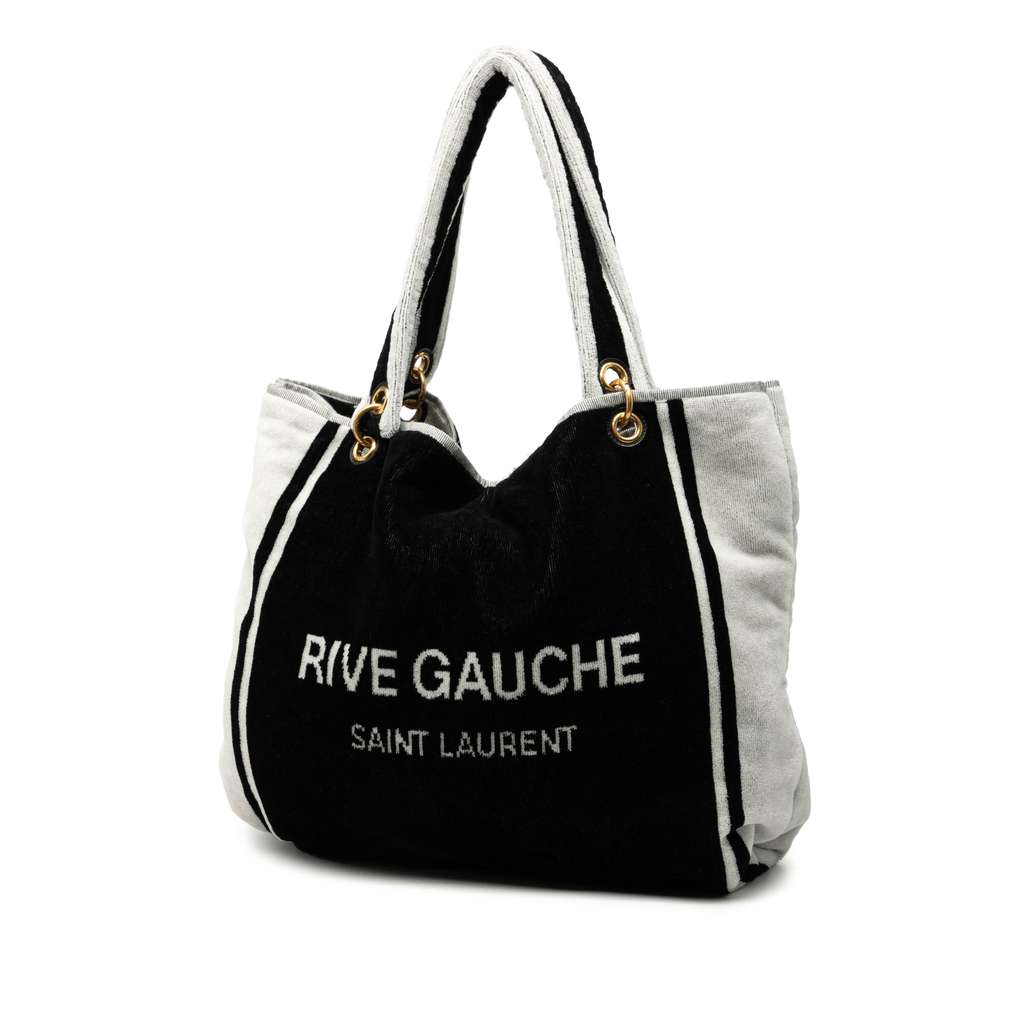 Saint Laurent Terry Cloth Rive Gauche Tote Black Cotton Good condition - Back View