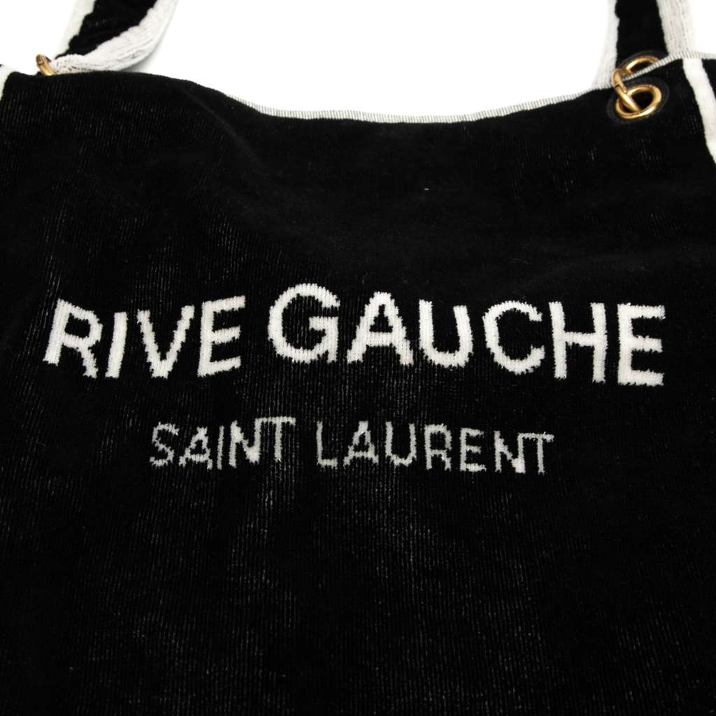 Saint Laurent Terry Cloth Rive Gauche Tote Black Cotton Good condition - Box View