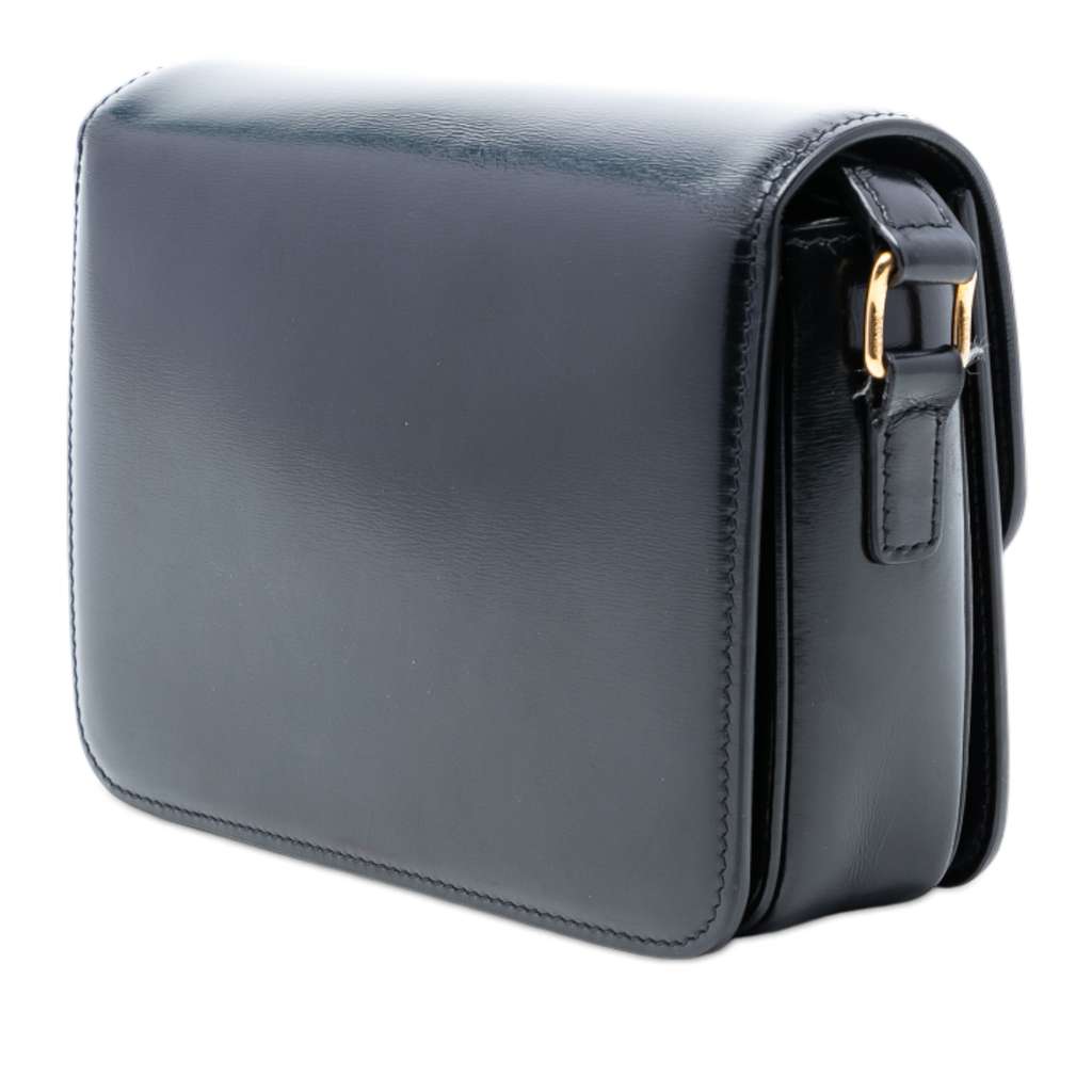 Celine Teen Shiny Calfskin Triomphe Crossbody Black Leather Good condition - Back View