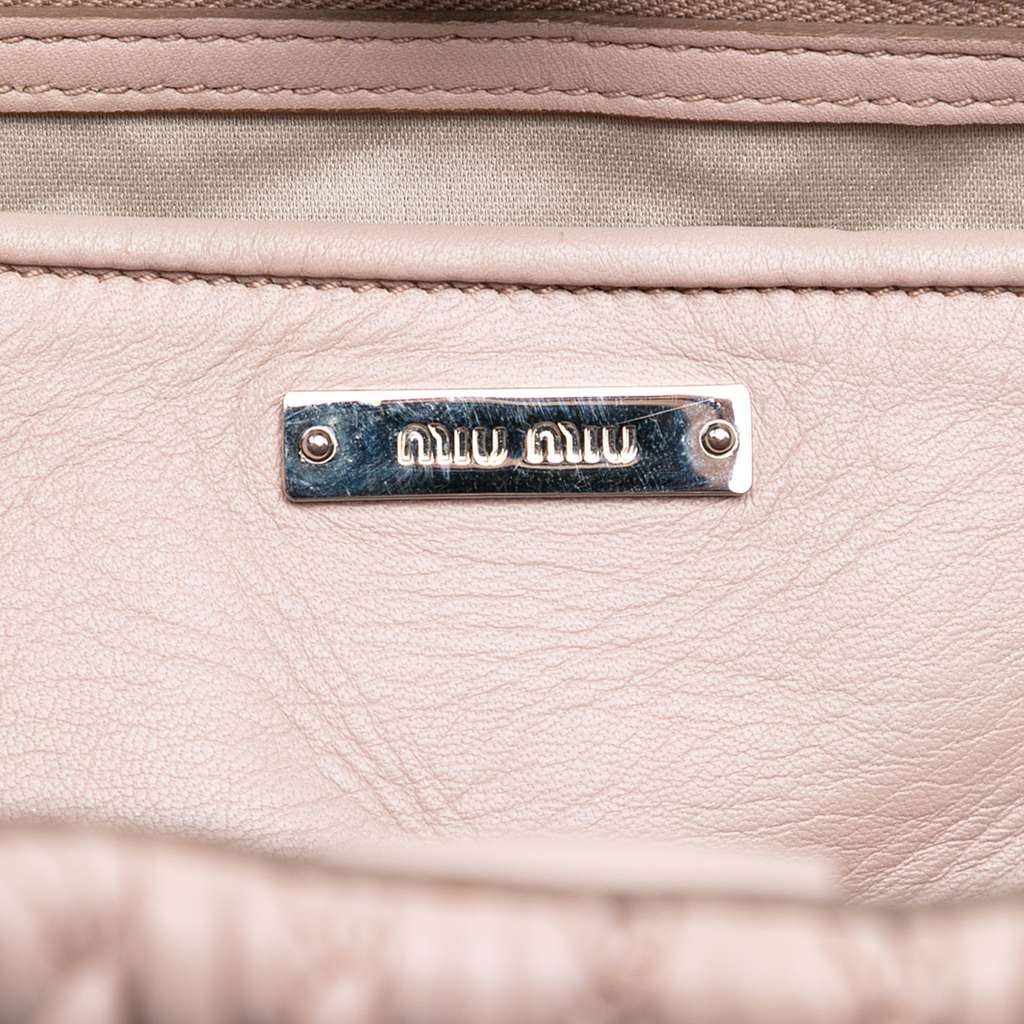 Miu Miu Matelasse Nappa Crystal Satchel Pink Leather Good condition - Box View