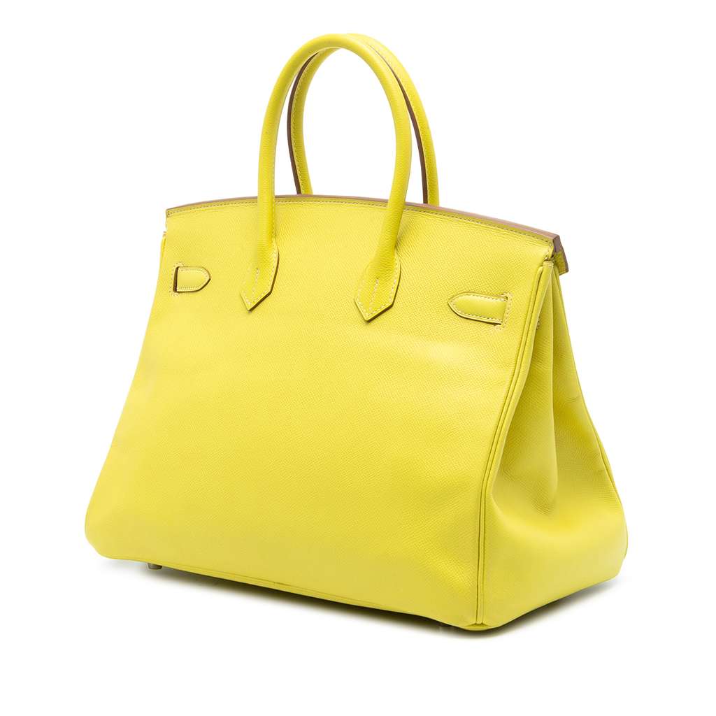 Hermès Epsom Verso Birkin Retourne 35 Yellow Leather Good condition - Back View