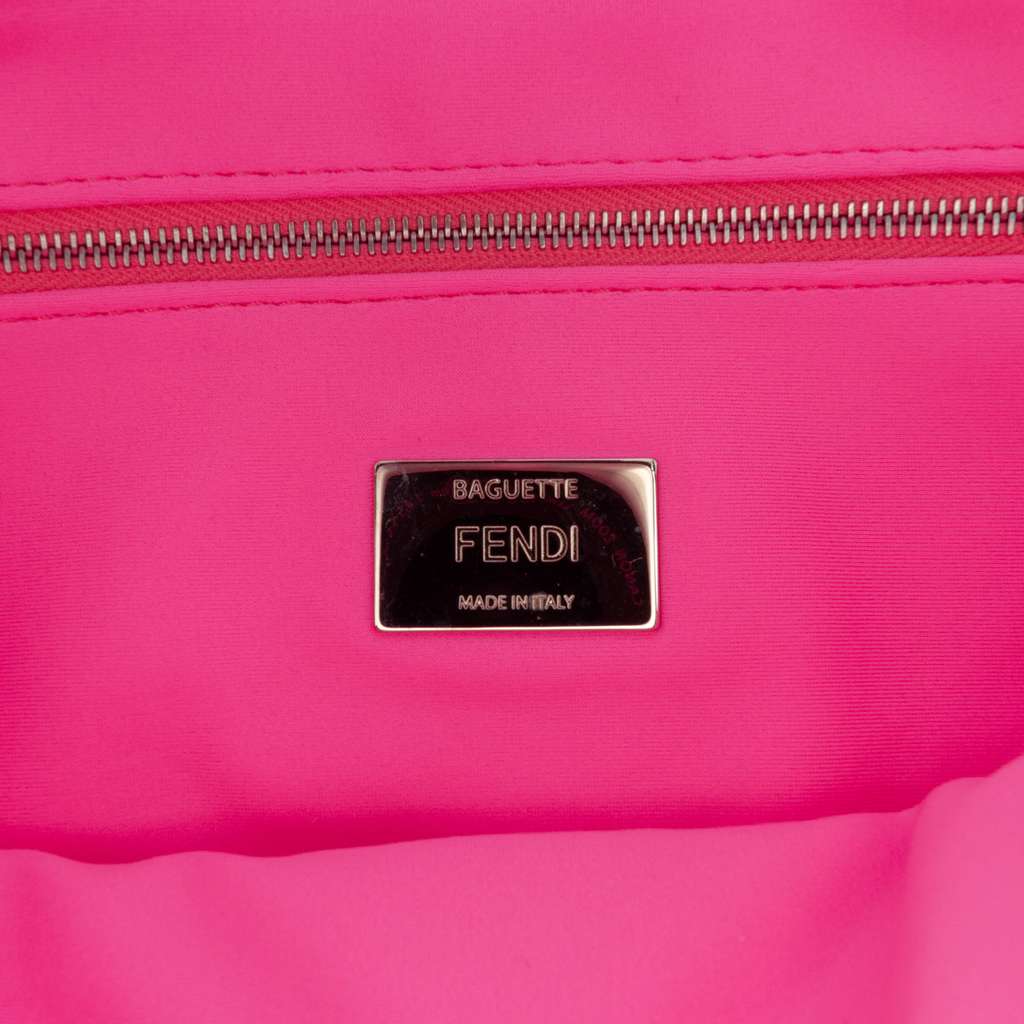 Fendi Medium Embossed Lycra Baguette Satchel Pink Polyester Good condition - Box View