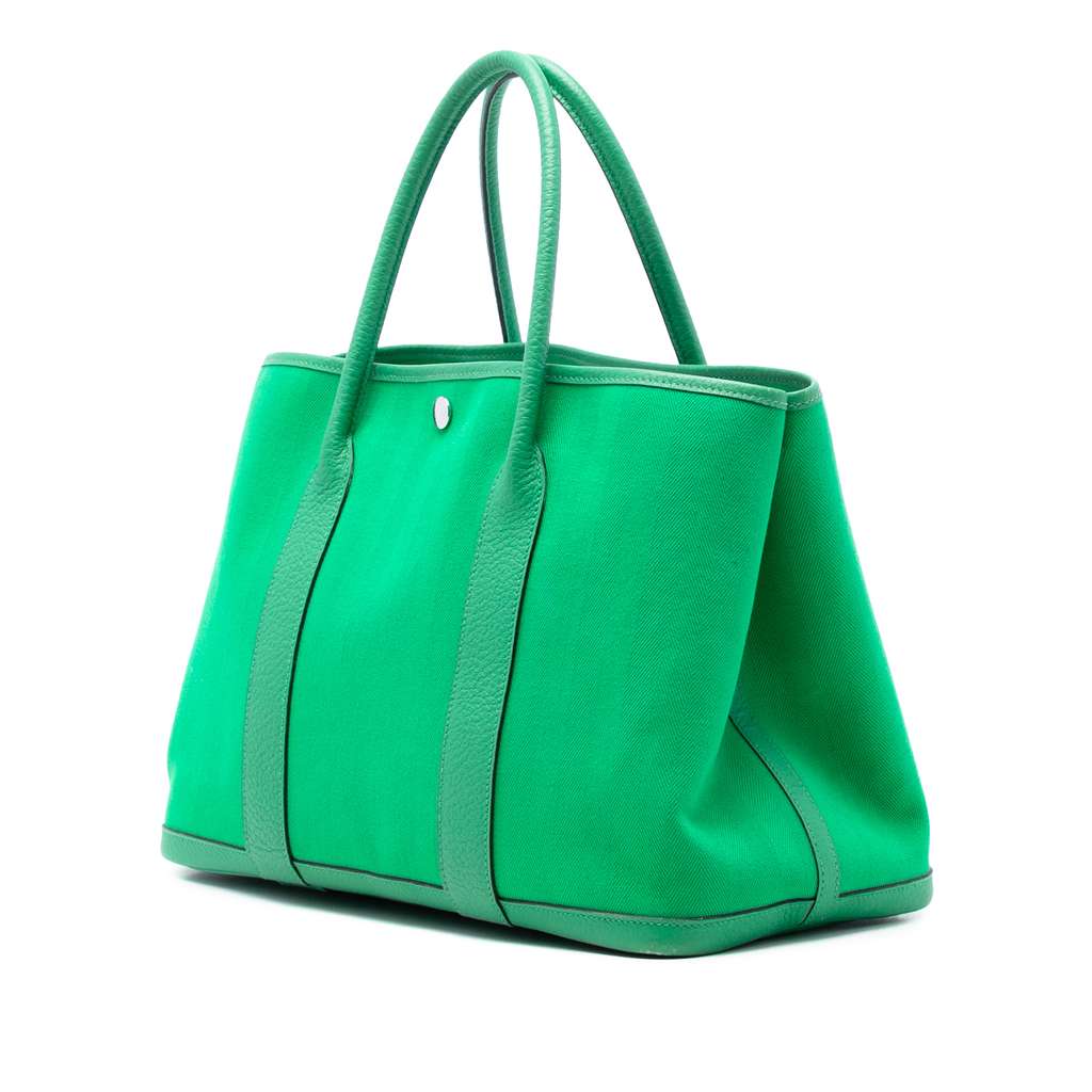 Hermès Toile and Negonda Garden Party 36 Green Canvas Good condition - Back View