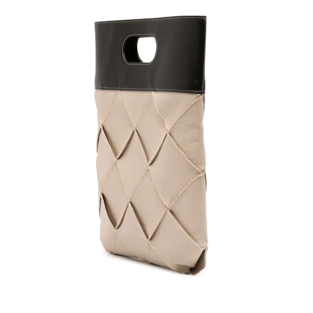 Bottega Veneta Small Canvas French Calfskin Slip Tote Brown Canvas Good condition - Back View