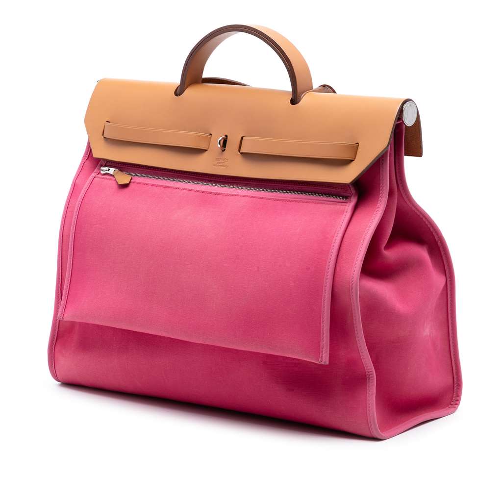 Hermès Toile Herbag Zip 39 Pink Canvas Good condition - Back View