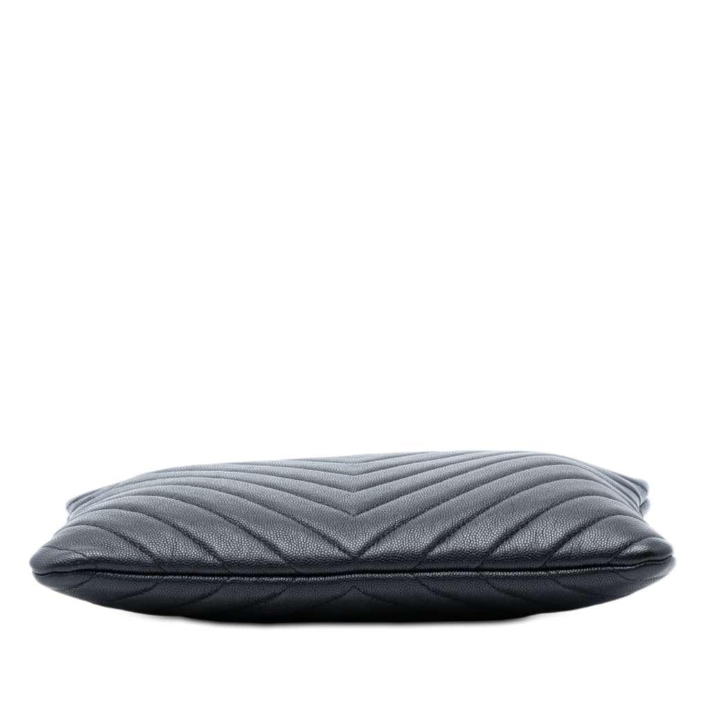 Chanel Medium CC Chevron Caviar O Case Clutch Black Leather Good condition - Inside View