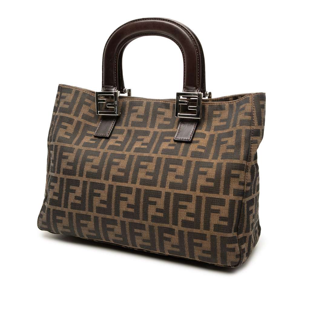 Fendi Small Zucca Canvas Twins Tote Brown Canvas Good condition - Back View