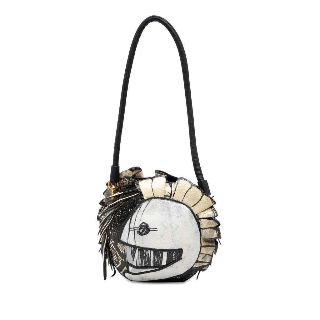 Burberry Croc Embossed Pallas Helmet Shoulder Bag White Leather Very good - Front View