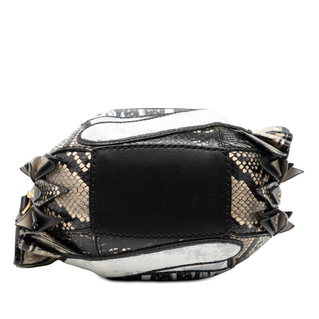 Burberry Croc Embossed Pallas Helmet Shoulder Bag White Leather Good condition - Inside View