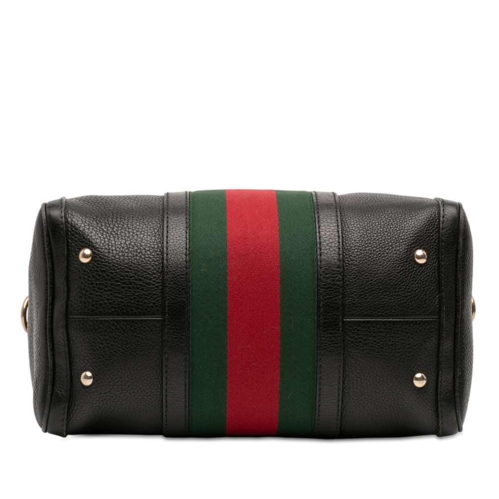 Gucci Calfskin Web Joy Boston Bag Black Leather Fair condition - Inside View