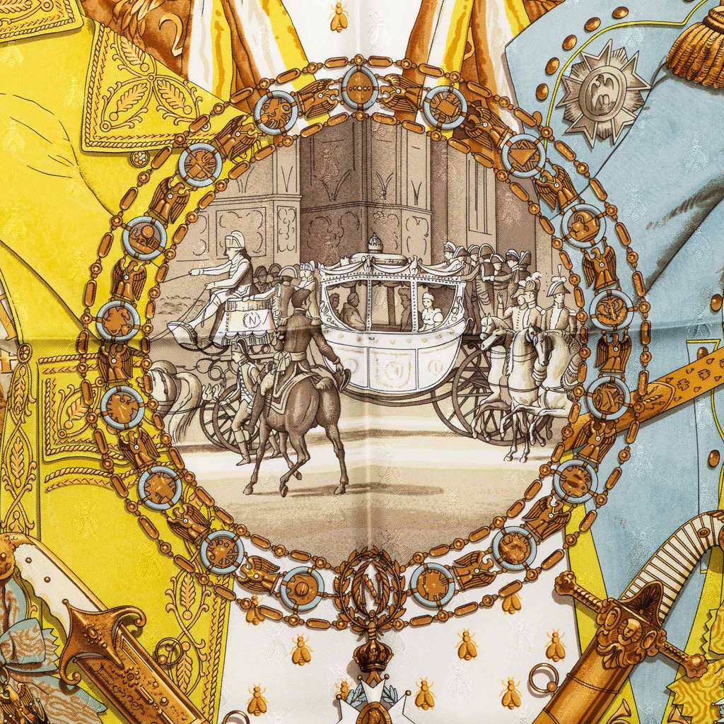 Hermès Napoleon Silk Scarf 90 Blue Silk Good condition - Back View