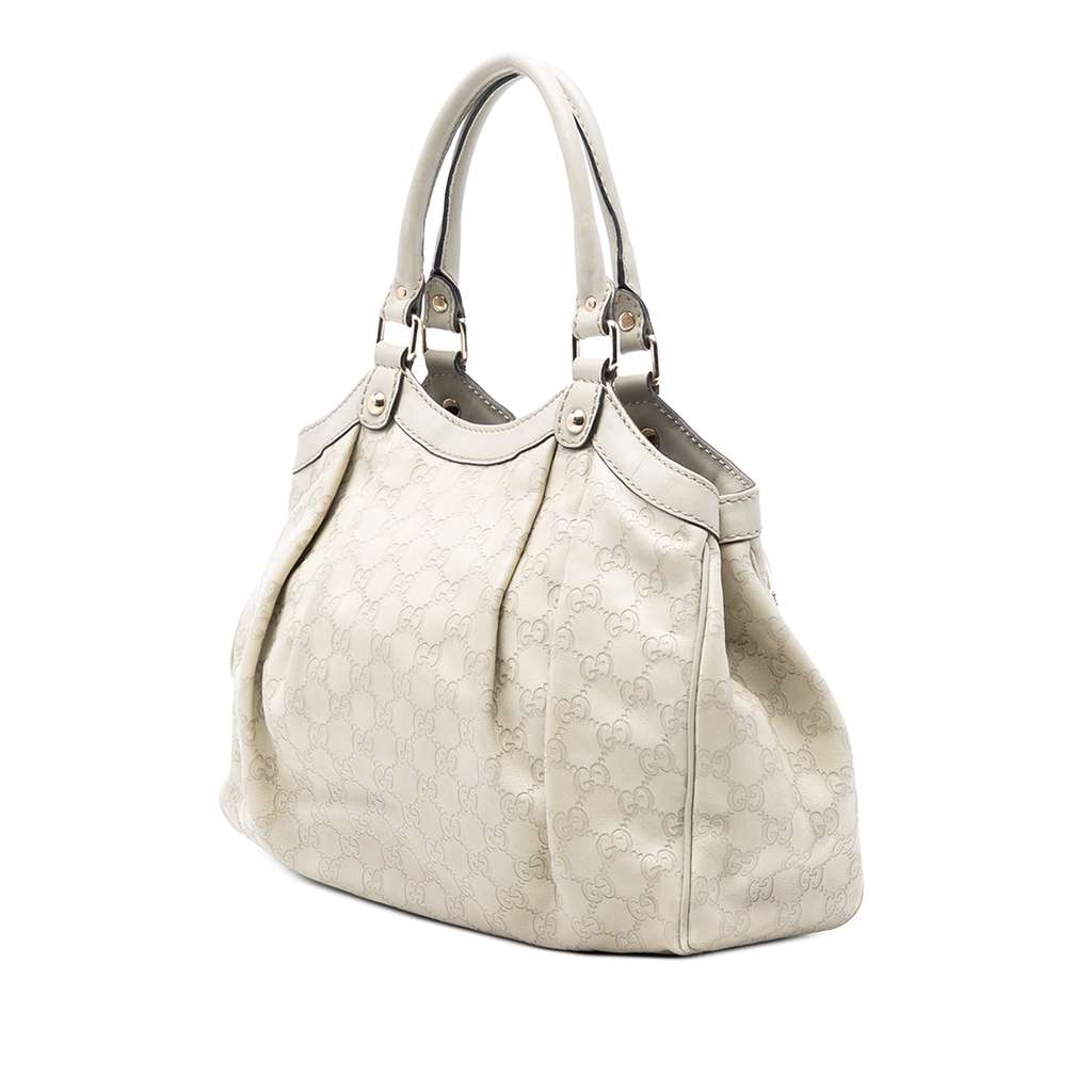 Gucci Medium Guccissima Sukey Tote White Leather Good condition - Back View