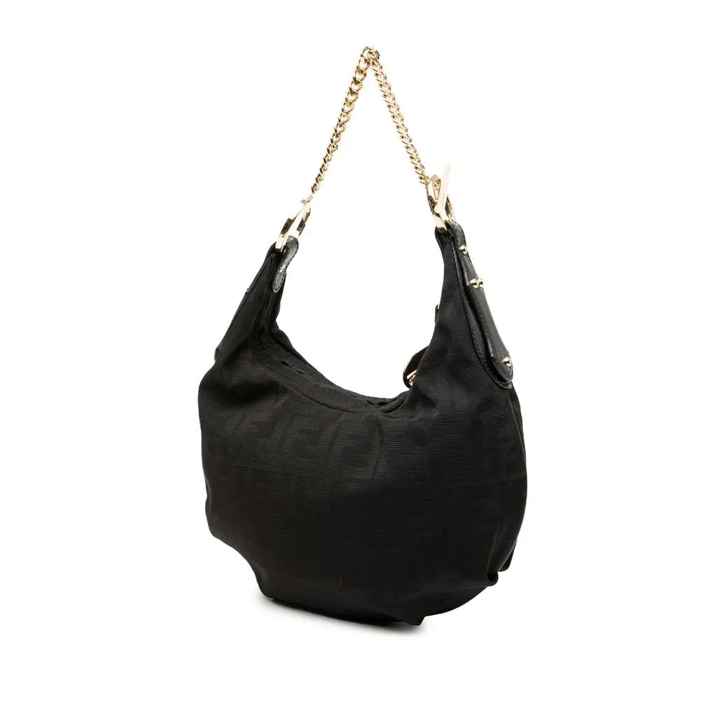 Fendi Zucca Canvas Chef Chain Hobo Bag Brown Canvas Very good - Back View