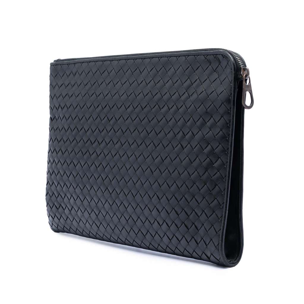 Bottega Veneta Leather Intrecciato Clutch Black Leather Good condition - Back View