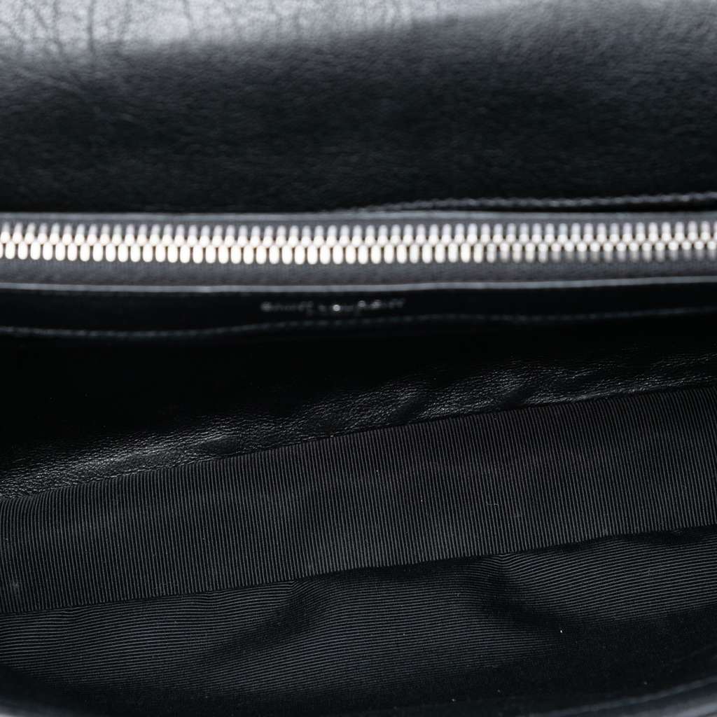 Saint Laurent Large Chevron Sheepskin Monogram College Satchel Black Leather Good condition - Model View