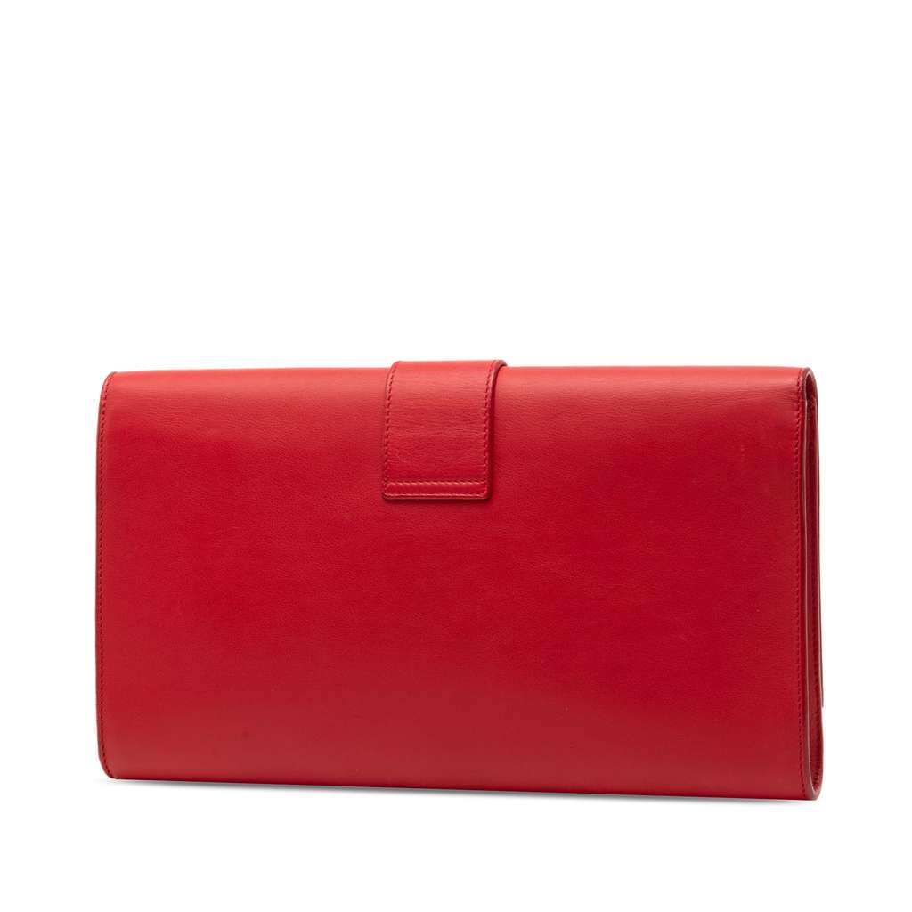 Saint Laurent Leather Chyc Ligne Clutch Red Leather Good condition - Back View