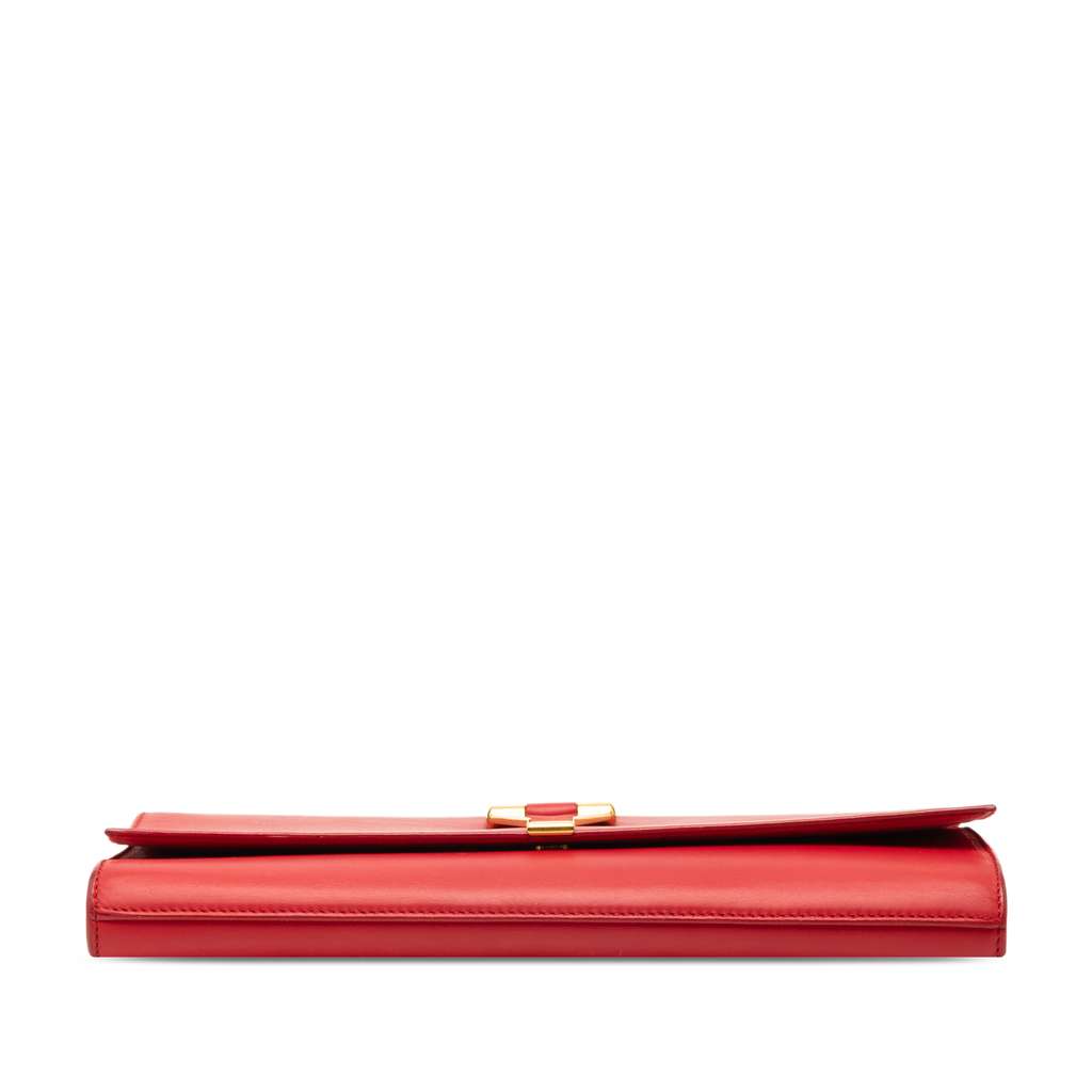 Saint Laurent Leather Chyc Ligne Clutch Red Leather Good condition - Inside View