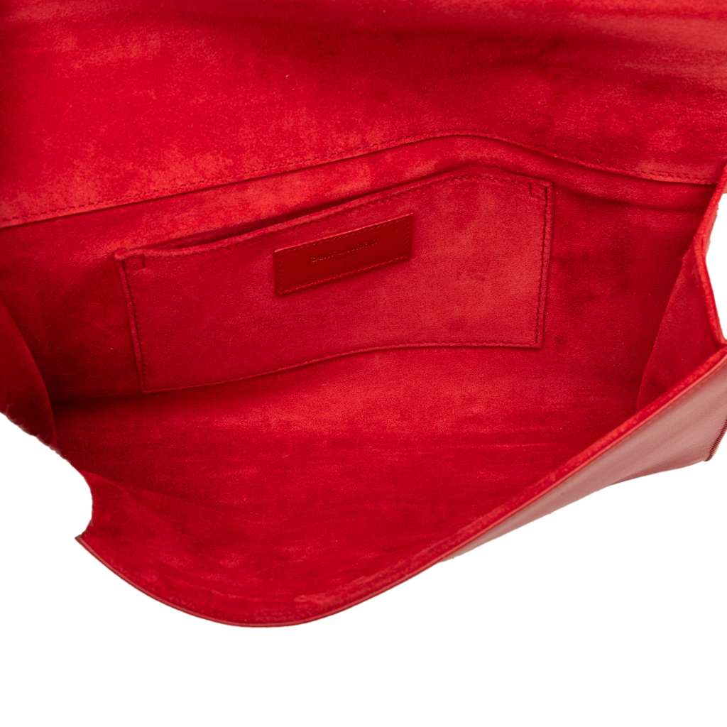 Saint Laurent Leather Chyc Ligne Clutch Red Leather Good condition - Model View