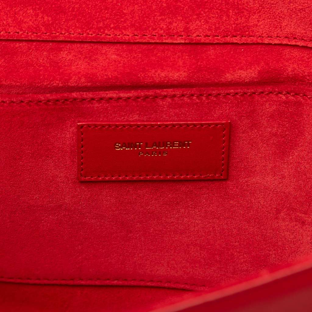 Saint Laurent Leather Chyc Ligne Clutch Red Leather Good condition - Box View