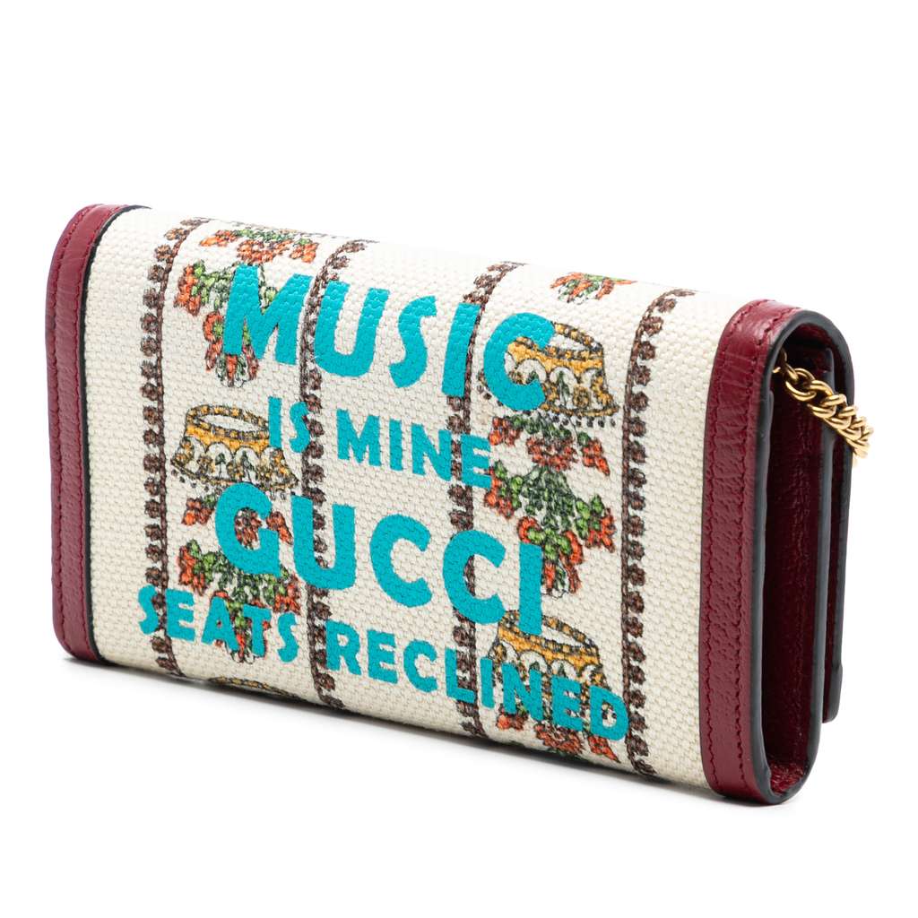 Gucci Canvas 100 Centennial Floral Crown Wallet On Chain Brown Canvas Good condition - Back View