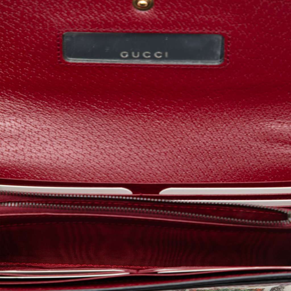 Gucci Canvas 100 Centennial Floral Crown Wallet On Chain Brown Canvas Good condition - Model View