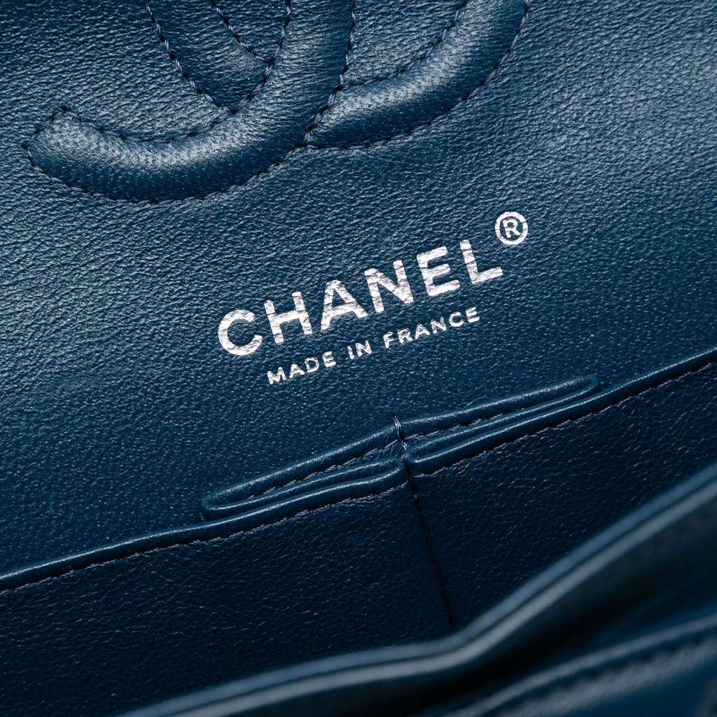 Chanel Small Classic Lambskin Double Flap Blue Leather Good condition - Box View