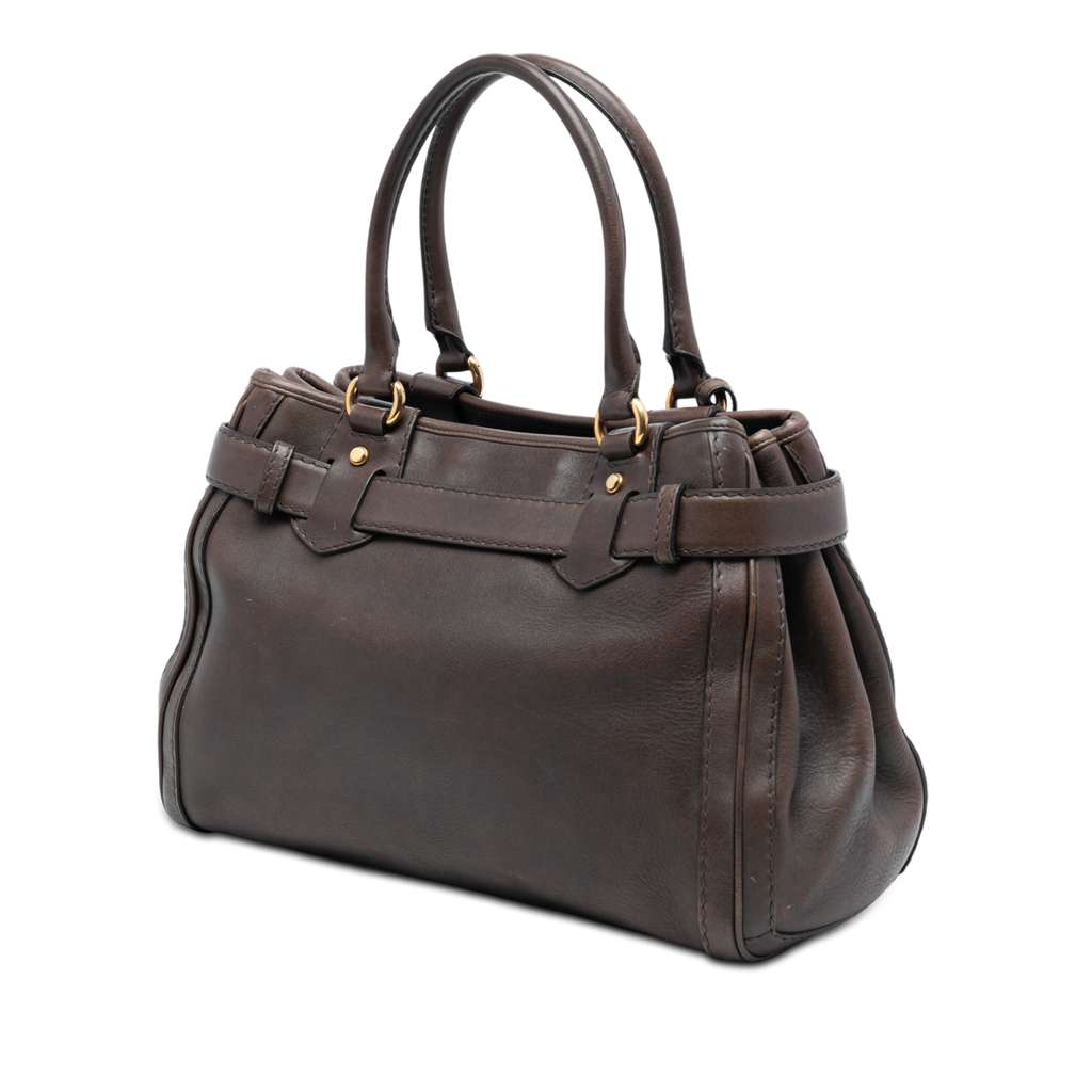 Gucci Calfskin Interlocking G Running Tote Brown Leather Good condition - Back View