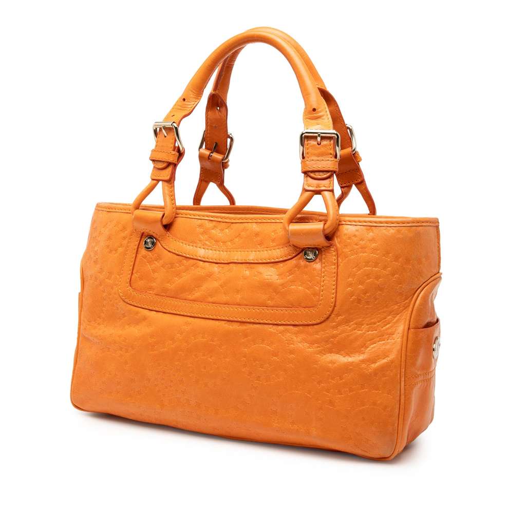 Celine Spiraling Macadam Embossed Leather Boogie Handbag Orange Leather Good condition - Back View