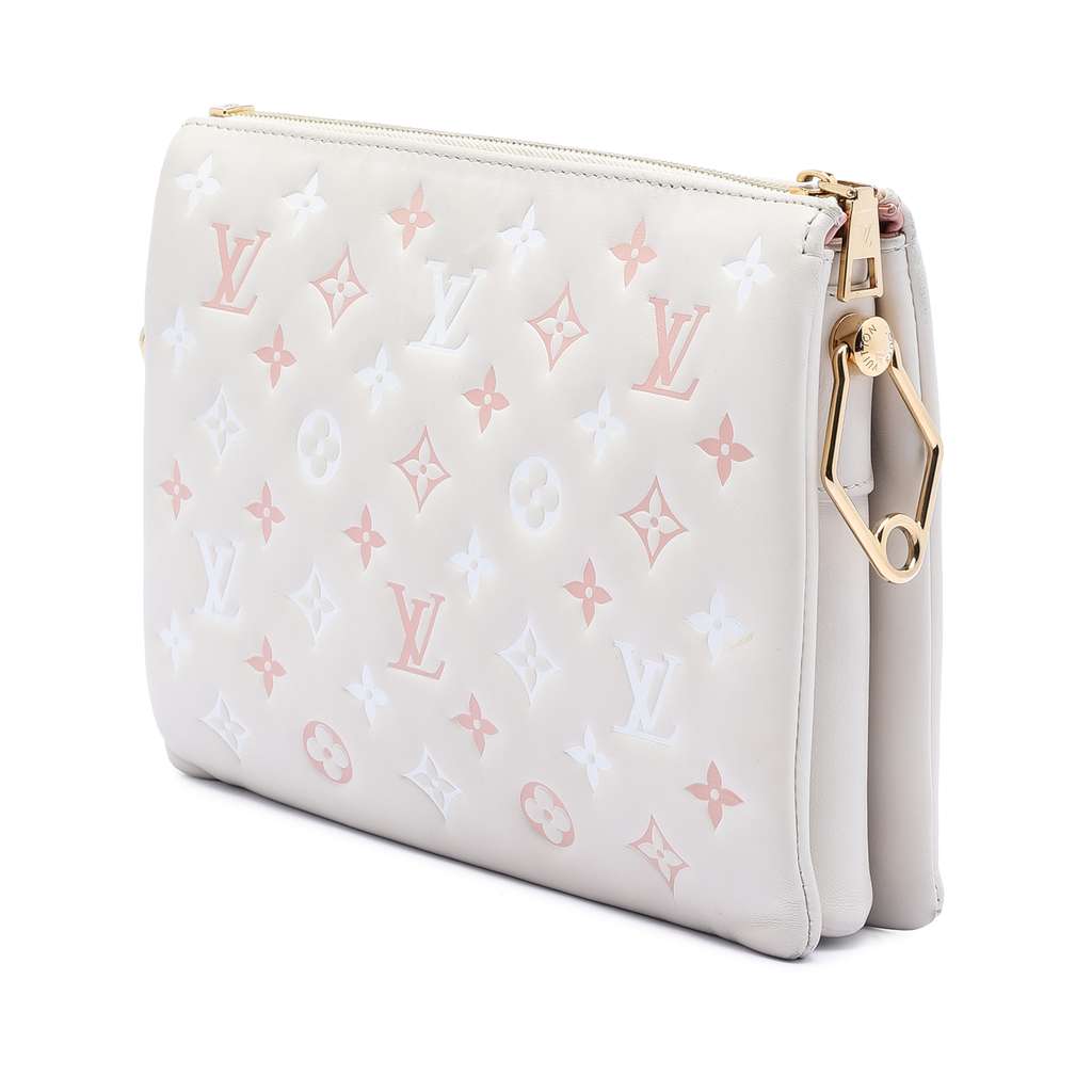 Louis Vuitton Tricolor Monogram Embossed Lambskin Coussin PM Brown Leather Good condition - Back View