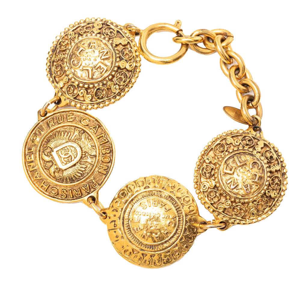 Chanel Gold Plated Medallion Link Bracelet Gold Metal Good condition - Back View