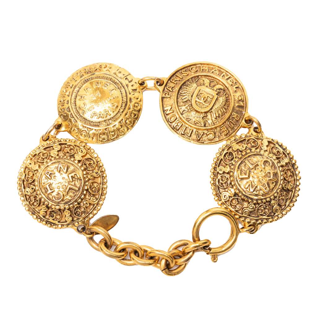 Chanel Gold Plated Medallion Link Bracelet Gold Metal Good condition - Inside View