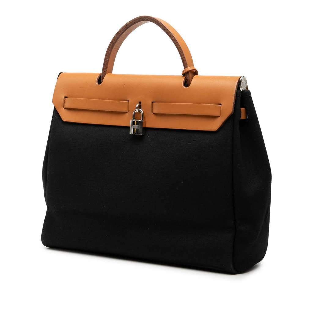 Hermès Toile Herbag PM Black Canvas Good condition - Back View