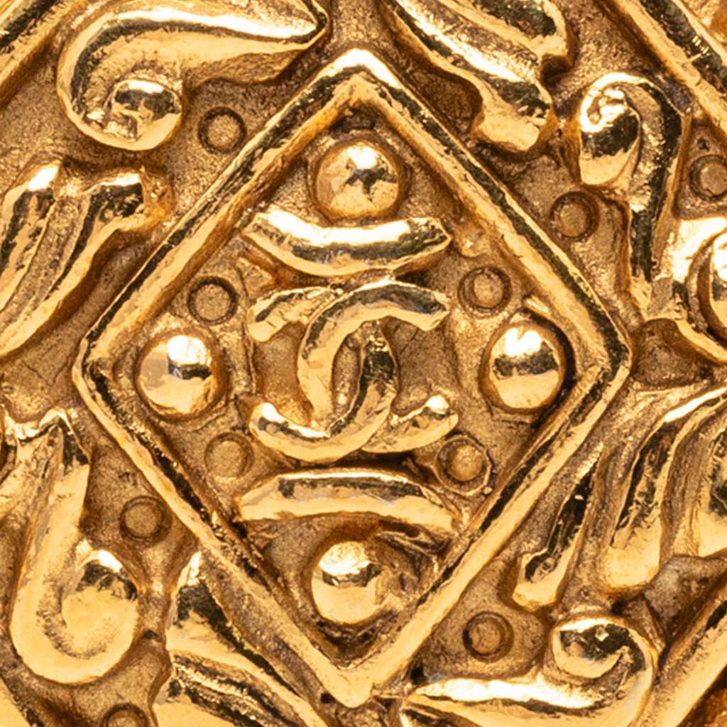 Chanel CC Gold Plated Diamond Brooch Gold Metal Good condition - Inside View