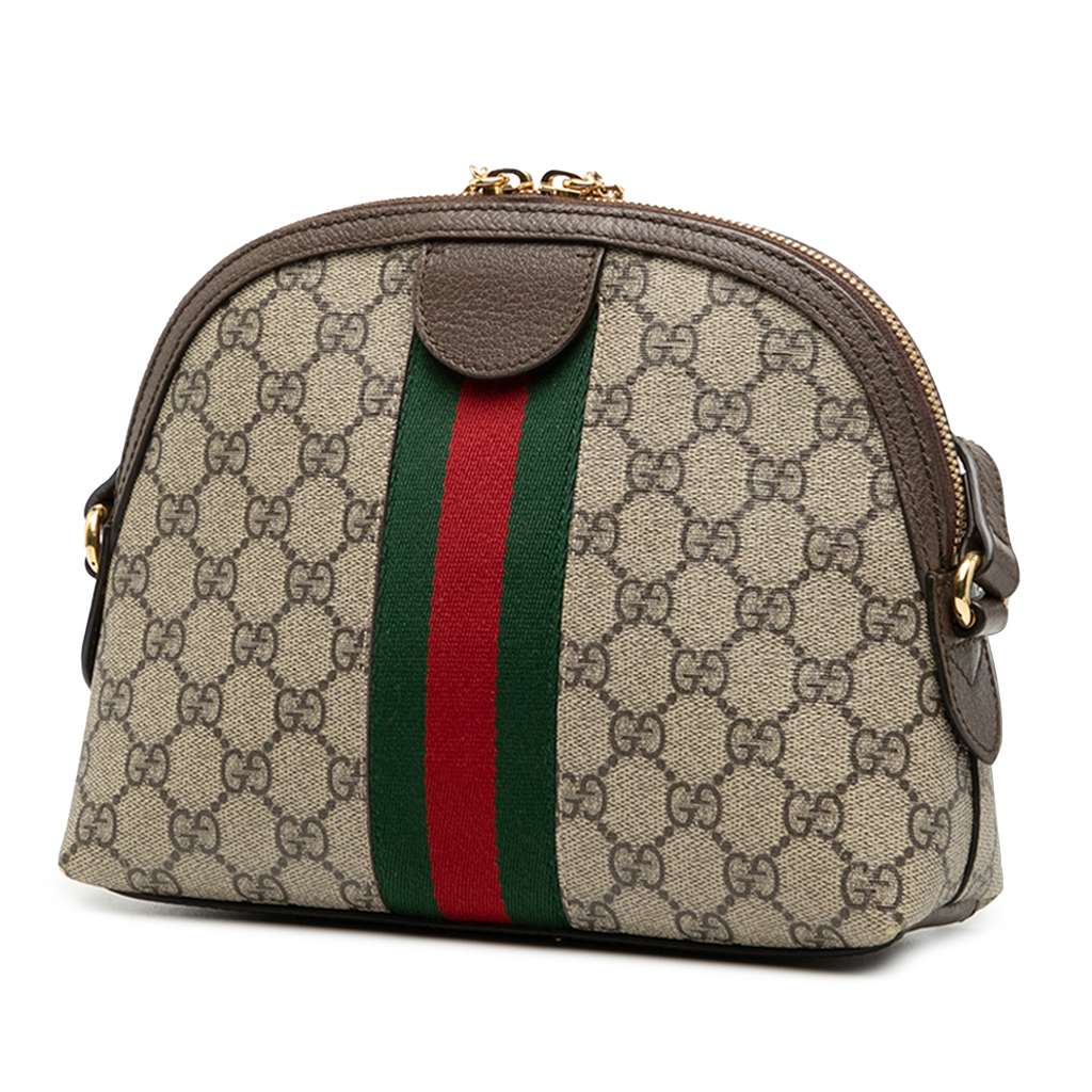 Gucci Small GG Supreme Web Ophidia Dome Crossbody Brown Canvas Good condition - Back View