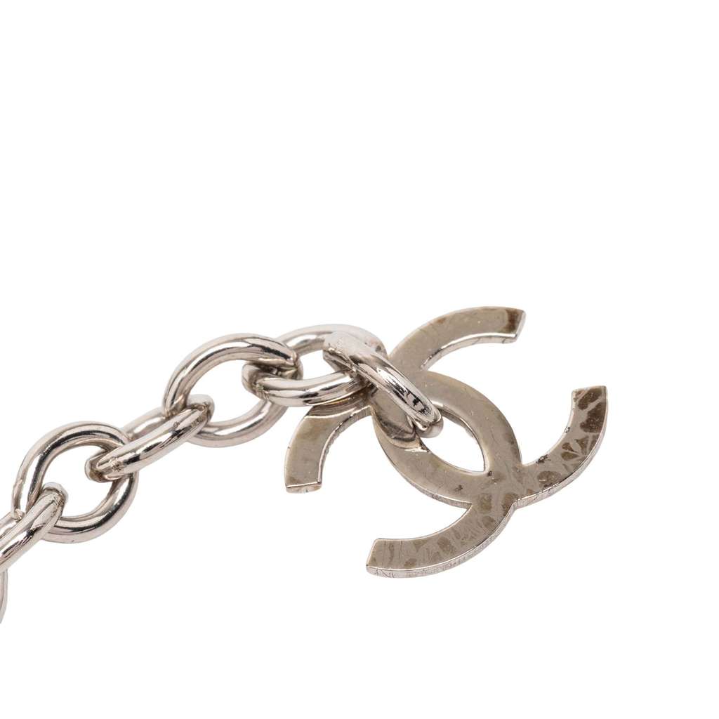 Chanel CC Silver Plated Enamel Camellia Pendant Necklace Silver Metal Good condition - Inside View