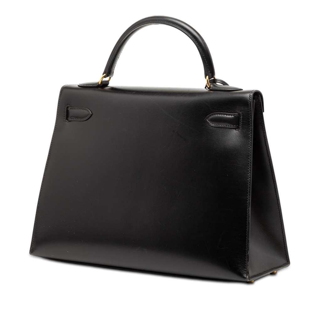 Hermès Box Calf Kelly Sellier 32 Black Leather Good condition - Back View