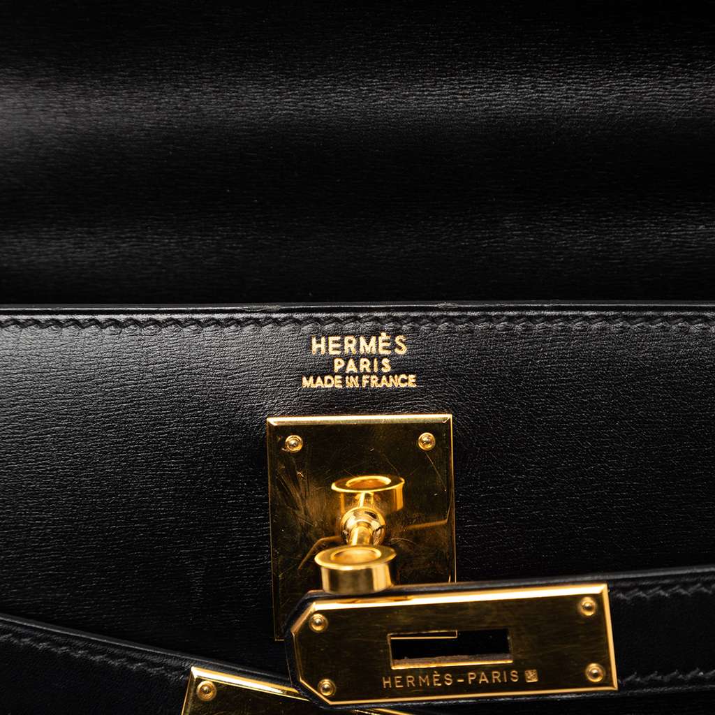Hermès Box Calf Kelly Sellier 32 Black Leather Good condition - Box View