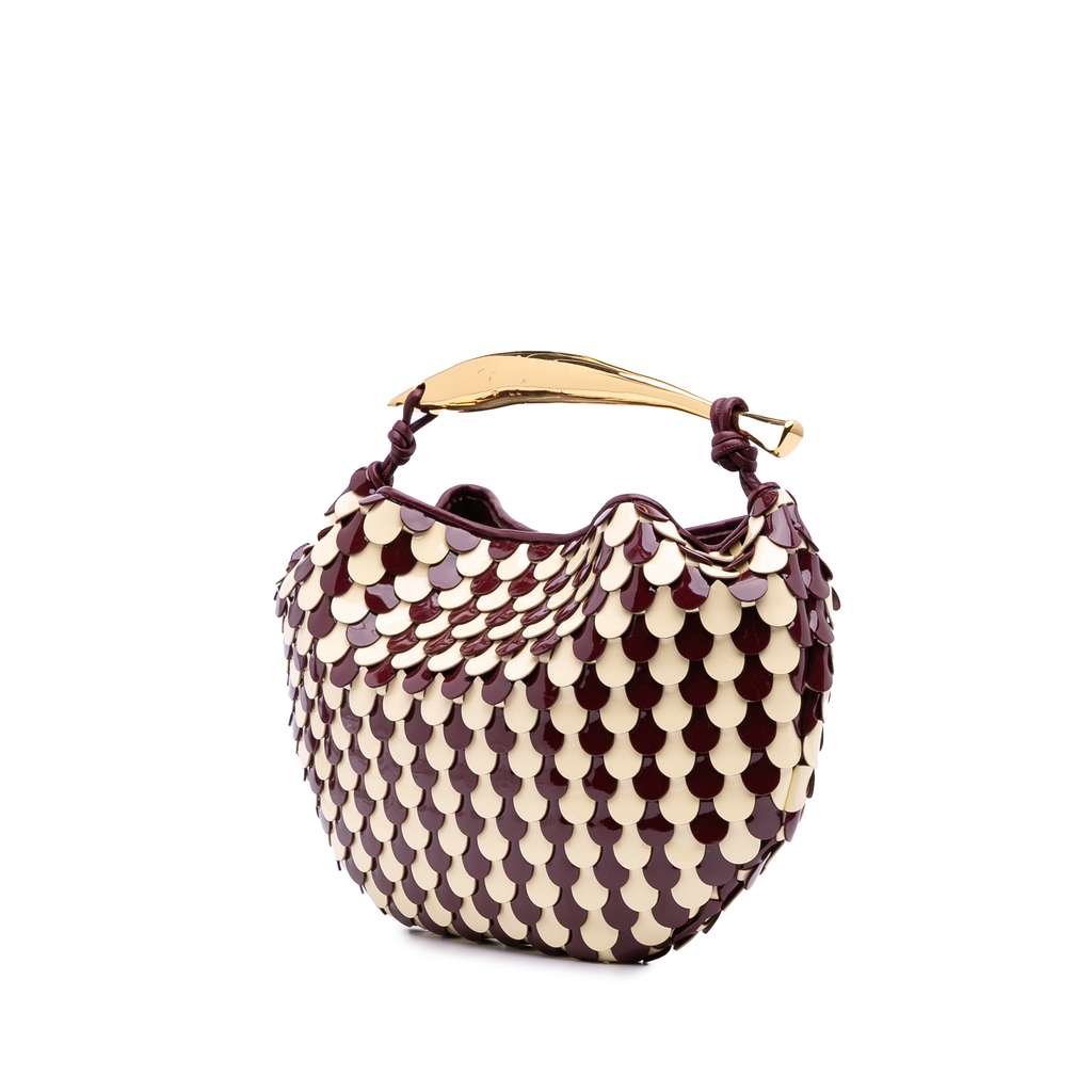 Bottega Veneta Patent Sardine Scale Bag Red Leather Good condition - Back View