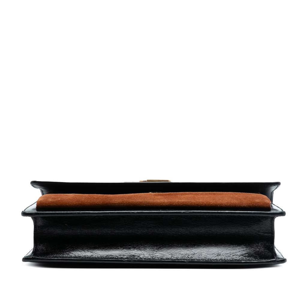 Saint Laurent Large Calfskin and Suede Monogram Sunset Top Handle Bag Black Leather Good condition - Inside View