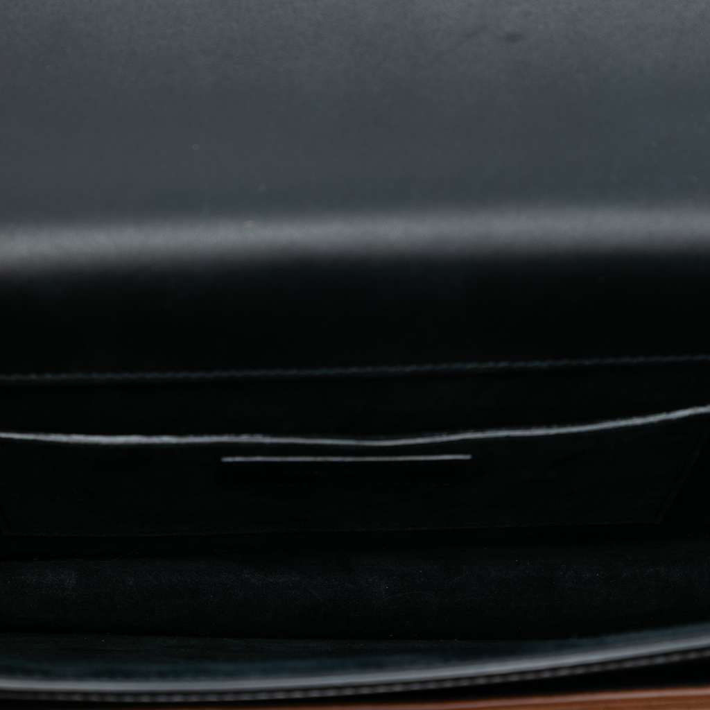 Saint Laurent Large Calfskin and Suede Monogram Sunset Top Handle Bag Black Leather Good condition - Model View