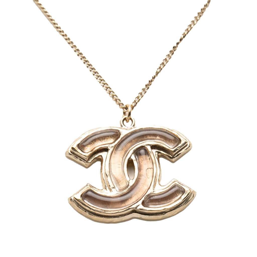 Chanel Gold Plated Gripoix CC Pendant Necklace Gold Metal Good condition - Inside View