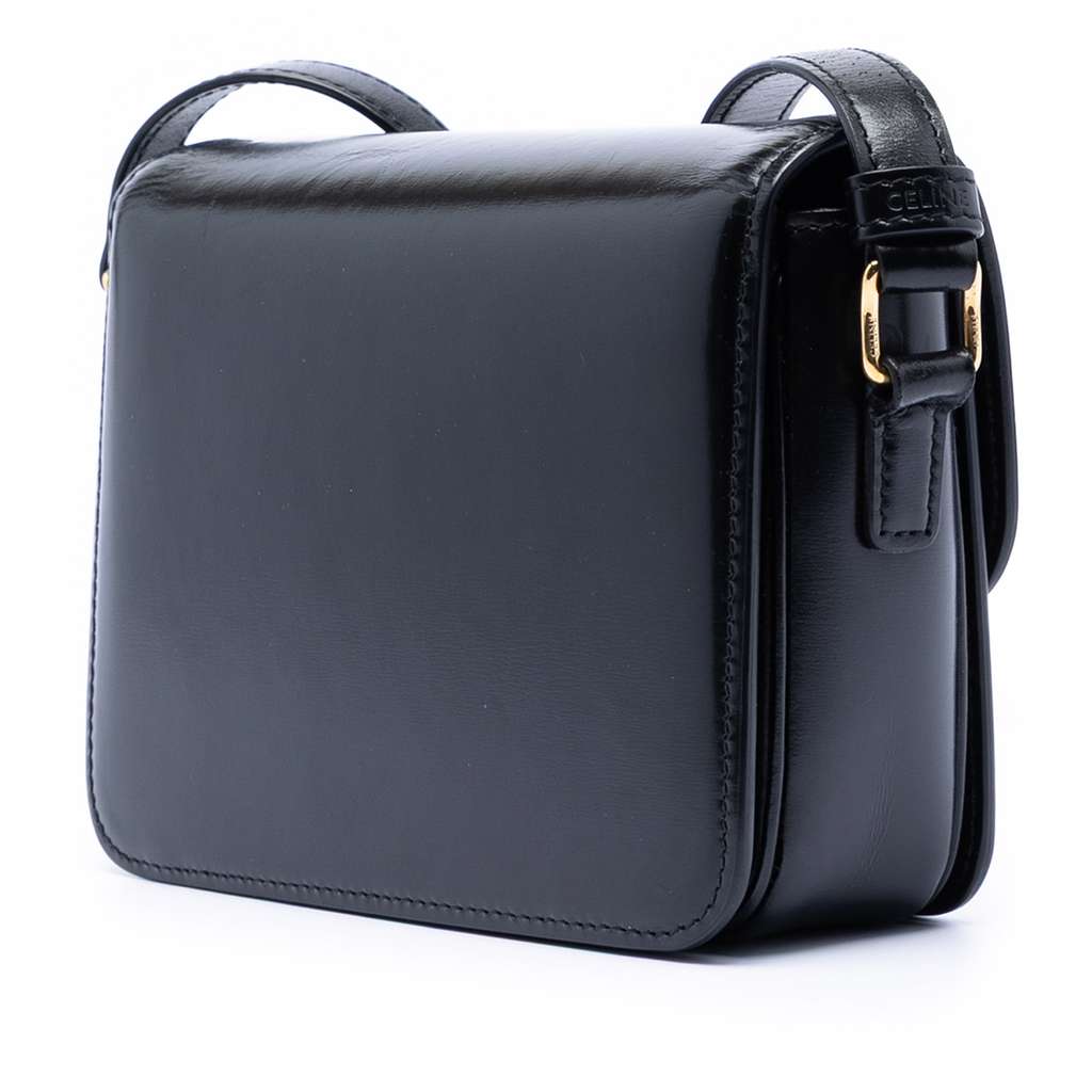 Celine Teen Shiny Calfskin Triomphe Crossbody Black Leather Good condition - Back View