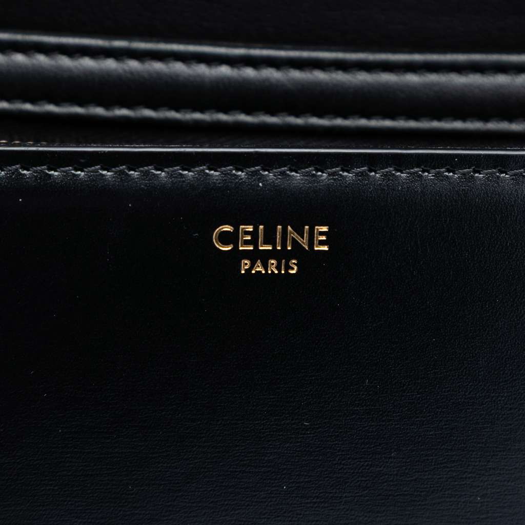 Celine Teen Shiny Calfskin Triomphe Crossbody Black Leather Good condition - Box View