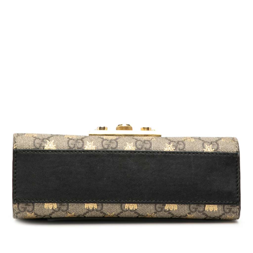 Gucci Small GG Supreme Bee Padlock Crossbody Brown Canvas Good condition - Inside View