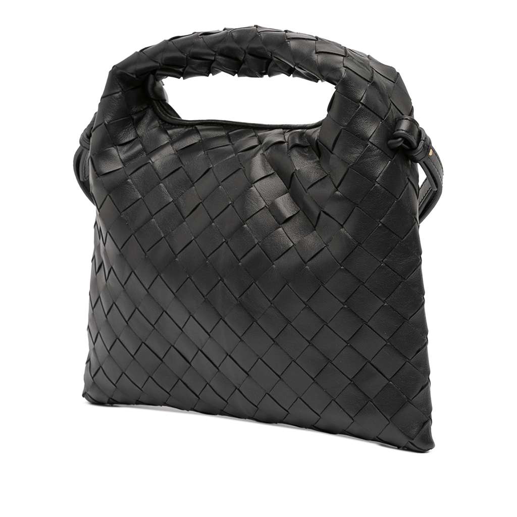 Bottega Veneta Mini Calfskin Intrecciato Hop Satchel Black Leather Good condition - Back View